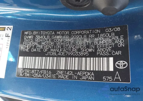 2009 Toyota Corolla Le z USA, uszkodzony, nr VIN JTDBL40E799033895